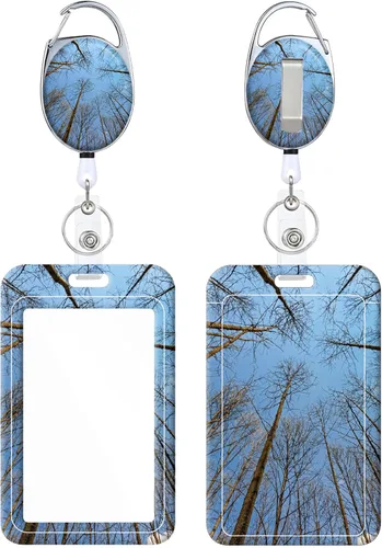 Miniatura 32 de Portainsignia Retráctil, Carrete de Insignia con Clip para Cinturón de Patrón Estampado Lindo con Llavero, Protector de Tarjeta de Identificación