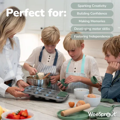 Miniatura 4 de Kit de Repostería Definitivo para Niños - Set de Repostería para Niños con Utensilios de Tamaño Infantil - Incluye Delantal, Guantes para Horno