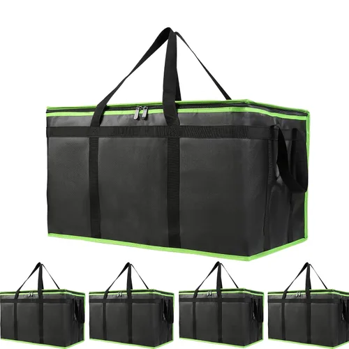 Miniatura 7 de Bodaon - Paquete de 5 bolsas aisladas para entrega de alimentos para comidas frías y calientes, tamaño XXXL, bolsa aislada para catering, bolsa