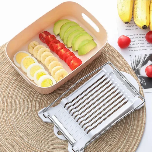 Miniatura 6 de Rebanadora, rebanadora de carne multiusos, cortador de huevos de alambre de acero inoxidable, corta 10 rebanadas para frutas, cebollas, alimentos