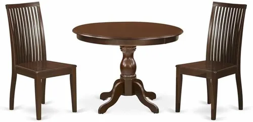 Miniatura 13 de East West Furniture HBIP3-LWH-C Hartland - Juego de comedor de 3 piezas para espacios pequeños, contiene una mesa redonda con pedestal y 2 sillas