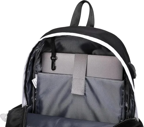 Miniatura 7 de Wadirum Conjunto de mochila casual para mujer, conjunto de mochila escolar para niña, lindo portátil Ruaksack, Negro, Mediana, Mochilas de mochila