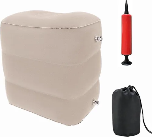 Miniatura 8 de Almohada inflable de viaje para pies y piernas con altura ajustable para avión, automóvil, autobús, tren, oficina, campamento y niños para dormir