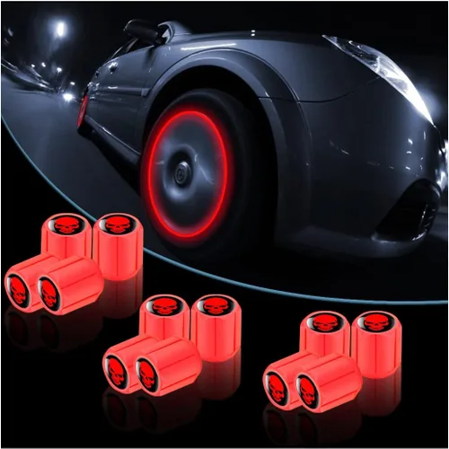 Miniatura 15 de 12 piezas de tapones fluorescentes con forma de calavera para válvulas de neumáticos de automóvil, cubierta de válvula de rueda de ABS resistente a