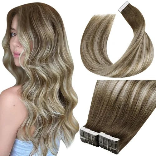 Miniatura 46 de LaaVoo - Extensiones de cabello humano Remy adhesivas con cinta invisible, cabello negro natural, extensiones de cabello para mujeres de color, 20