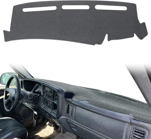 Miniatura 8 de POSAID Cubierta de Tablero de Instrumentos Tapete Alfombrilla para Chevrolet Silverado GMC Sierra 1999-2006, Chevy Avalanche Tahoe Suburban GMC Negro