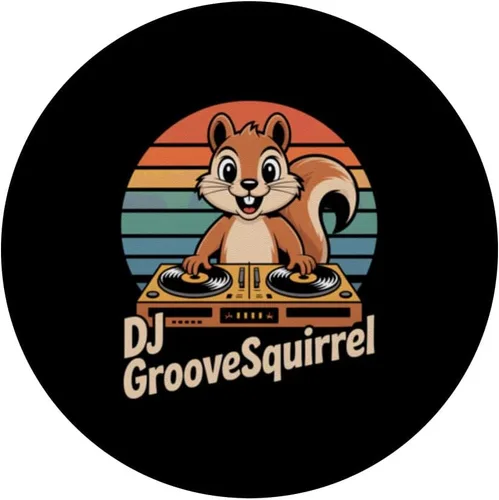Miniatura 3 de DJ GrooveSquirrel Retro Turntables Vinyl Sunset Vibes PopSockets Adhesive PopGrip
