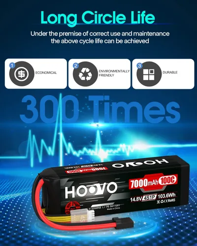 Miniatura 6 de HOOVO 4S 14.8V Batería LiPo 7000mAh 100C RC Batería placas de metal compatibles con X-Maxx RC Truck Tank RC Car Racing Hobby (paquete de 2)