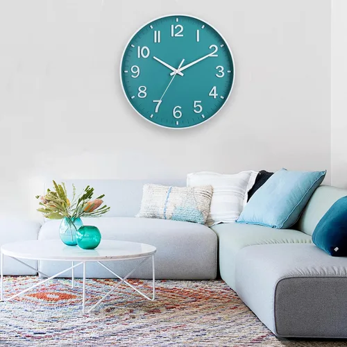 Miniatura 2 de HZDHCLH Relojes de Pared Verde Azulado con Pilas, 12 pulgadas, Silencioso, Sin Tictac, Moderno, para Sala de Estar, Dormitorio, Cocina, Oficina