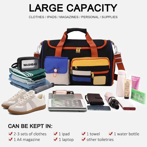 Miniatura 120 de Pequeña bolsa de gimnasio para mujer, bolsa de viaje con compartimento para zapatos