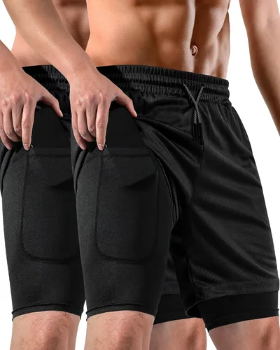Miniatura 8 de 2 in 1 Mens Shorts Casual 2 Pack, Running Gym Shorts for Men 7 Inch, Workout Shorts Men with Pockets &Towel Loop