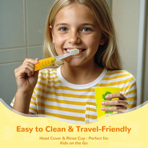 Miniatura 6 de Cepillo de dientes para niños de Lily's Home con temporizador intermitente y cerdas suaves, taza de enjuague y tapa - Divertido temporizador de 2