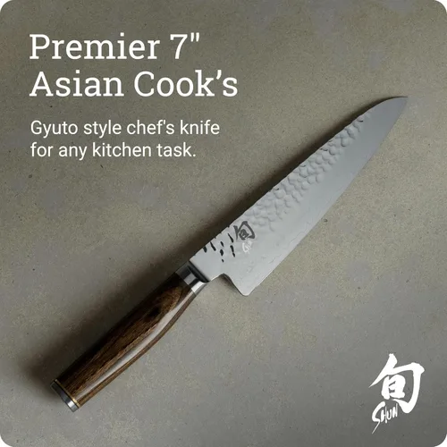 Miniatura 2 de Shun Premier - Cuchillo de cocina asiático de 7 pulgadas, cuchillo de cocina japonés hecho a mano, núcleo VG-MAX con revestimiento de acero