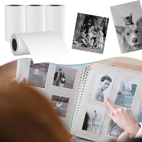 Miniatura 6 de MFLABEL Recambio de papel para cámara instantánea para niños, 10 rollos (2.2 x 1.1 pulgadas), papel fotográfico térmico HD para niños, no tóxico