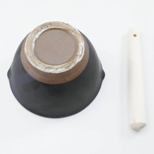 Miniatura 4 de Asayu Japanese Ceramic Black Mortar Bowl with Wooden Pestle 6.3 in (160 mm), Made in Japan Dishwasher and Microwave Safe Ripple Ridge Suribachi and