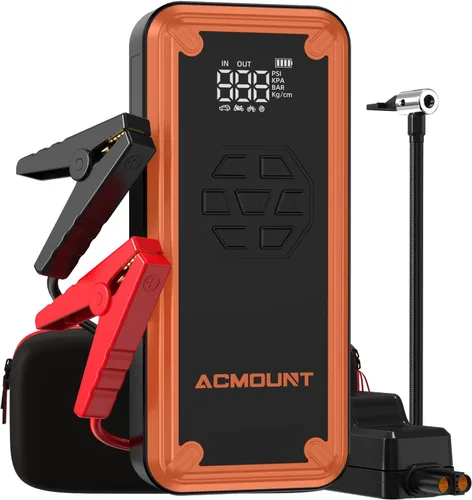 Miniatura 11 de Arrancador de batería con compresor de aire, Acmount 5000A arrancador de batería de coche con inflador de neumáticos de 150 PSI para hasta 9.0 L