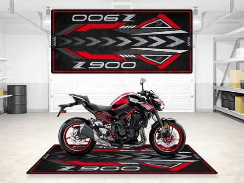 Alfombra de estacionamiento para modelos de motocicleta desnuda serie Z900, tapete antideslizante para garaje y sala de exposición (rojo caqui