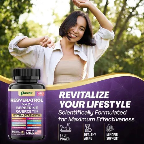 Miniatura 5 de Paquete de Metaboost y Resveratrol – Soporte GLP-1 20 en 1 a base de plantas con berberina, Akkermansia, L-carnitina + complejo antioxidante 14 en 1