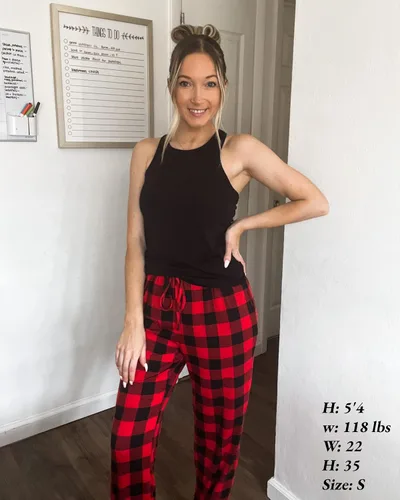 Miniatura 5 de Ekouaer - Pantalones cómodos de pijama, con bolsillos, a cuadros, elásticos y con cordón, para mujer