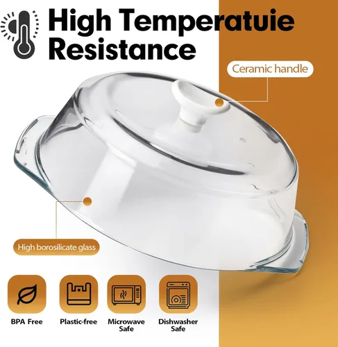 Miniatura 8 de ACEPRUT - Cubierta de vidrio sin plástico para salpicaduras de microondas con mango y tornillo de cerámica, 100% grado alimenticio, sin BPA, apto