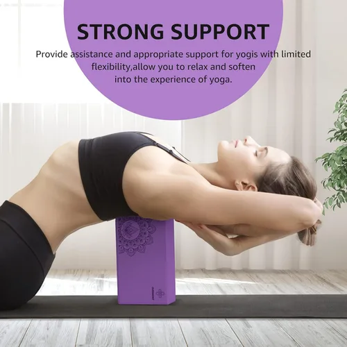 Miniatura 3 de Overmont Yoga Block 2 Pack Supportive Latex-Free EVA Foam Soft Non-Slip Surface for General Fitness Pilates Stretching and Meditation 9"x6"x3" Yoga