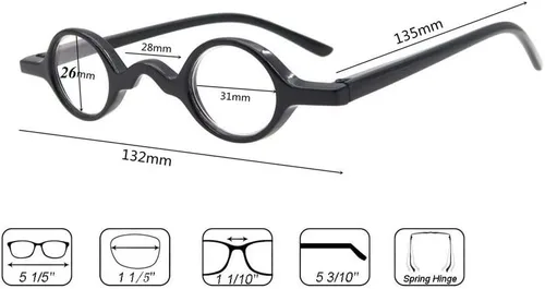 Miniatura 6 de Anteojos de lectura retro redondos pequeños para hombre y mujer (dos pares/leopardo + negro, 1.50)
