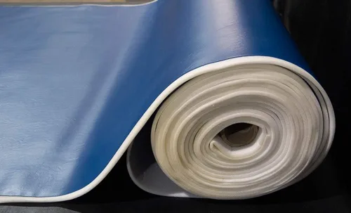 Miniatura 3 de Tela de tapicería de vinilo marino con respaldo de espuma de 1/4 pulgadas, color azul oscuro, 54 pulgadas de ancho por 5 yardas de barco automático