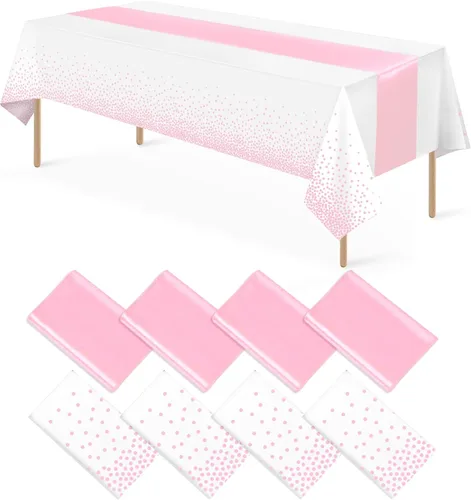 Miniatura 9 de 8 paquetes de manteles de plástico desechables y juego de camino de mesa de satén negro con dorado, mantel de satén dorado para graduación, boda