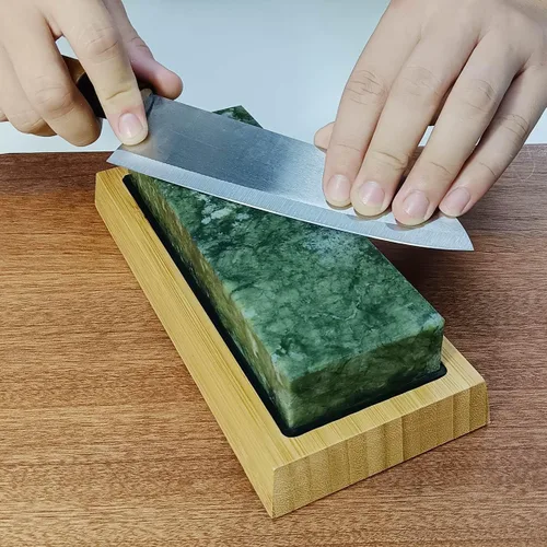 Miniatura 3 de Piedra de afilar de pulido de gran tamaño, grano 10000 # afilador de cuchillos piedra de afilar final pulido fino piedra aceitosa verde natural
