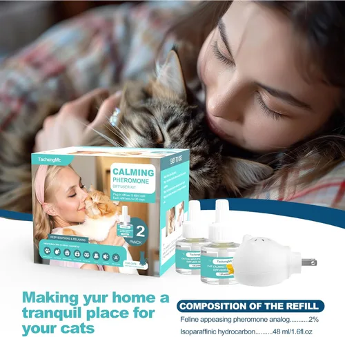 Miniatura 8 de Difusor calmante para gatos, difusor calmante de feromonas para gatos con 1 difusor + 2 recambios de 1.6 fl oz, kit de difusor de feromonas