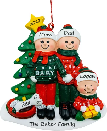 Miniatura 8 de Adorno Colgante de Pareja Embarazada y Perro - Adorno de Navidad para Esperando con Hueso de Perro, Personalizado Pareja con hueso