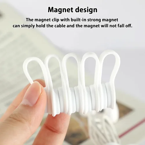 Miniatura 2 de Bridas magnéticas de silicona, bridas reutilizables para cables de carga USB, organizador de cables ligeros, imanes de refrigerador, almacenamiento