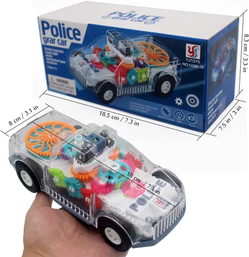 Miniatura 6 de Tipmant Vehículo eléctrico de coche de policía para bebés y niños pequeños, conducción automática, engranajes transparentes, música, luces