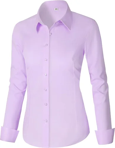 Miniatura 43 de CUNLIN - Camisas de manga larga con botones de algodón para mujer, ajustadas, camisas formales de vestir para el trabajo, blusas de trabajo, tops