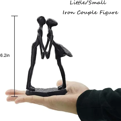 Miniatura 2 de DreamsEden Escultura de hierro de 6 pulgadas, estatua de pareja de besos para aniversario, figura de hierro fundido hecha a mano, decoración