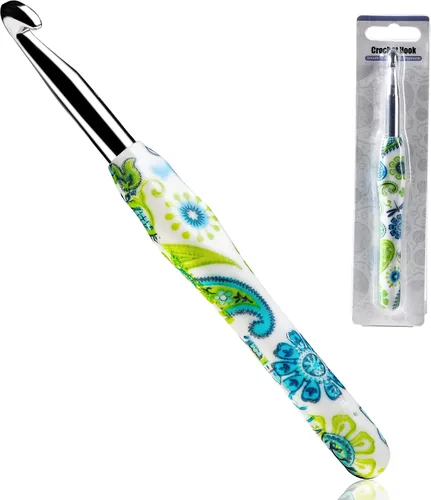 Miniatura 9 de 2.25mm Gancho de Ganchillo Looen, Mango Ergonómico para Manos Artríticas, Agujas de Tejer de Goma Suave Extra Largas para Principiantes de Crochet