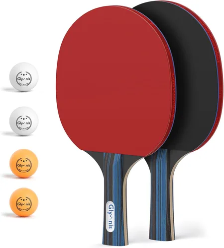 Glymnis Juego de Palas de Ping Pong Raquetas de Tenis de Mesa con Pelotas, Estuche de Almacenamiento para Interiores y Exteriores, Accesorios para