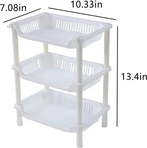 Miniatura 2 de Estante organizador de ducha de 3 niveles, estante cuadrado de plástico para encimera, estante de escritorio hueco multifuncional, soporte
