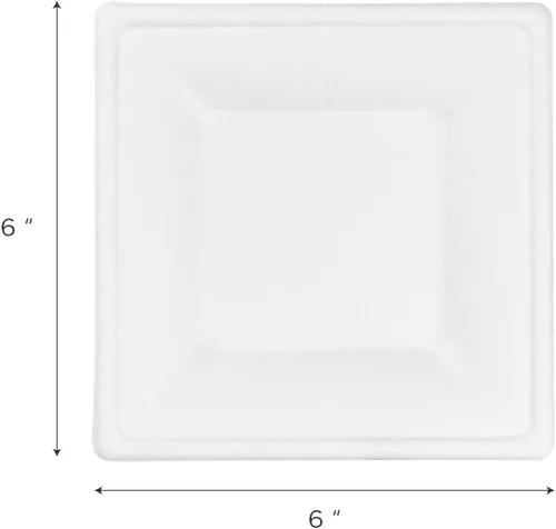 Miniatura 6 de KARAT EARTH Plato cuadrado de bagazo, platos desechables ecológicos, color blanco, 500 piezas (6 x 6 pulgadas)