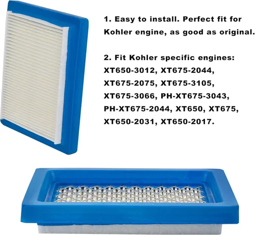 Miniatura 5 de 14-083-22-S - Filtro de aire para cortacésped Kohler 1408322S 14-083-22-S1, se adapta al motor específico de cortacésped XT650 XT675, 2