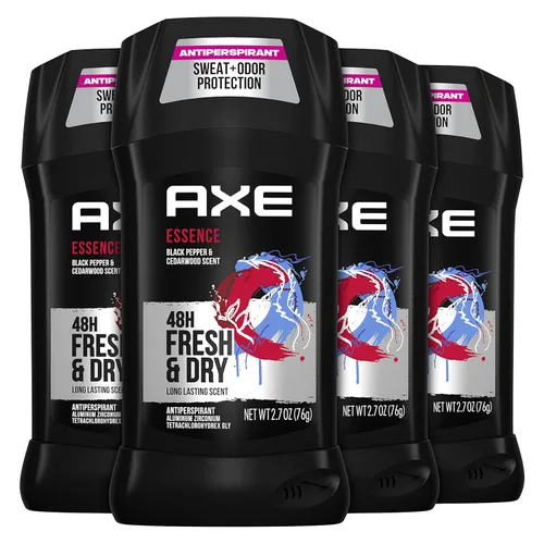 AXE Desodorante antitranspirante para hombres Essence 4 unidades 48H protección contra el sudor y el olor para una frescura duradera, Pimienta negra