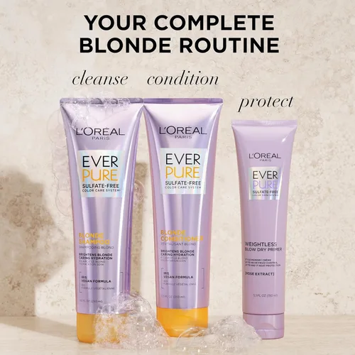 Miniatura 6 de L'Oreal Paris - Champú y acondicionador rubio sin sulfato para cabello teñido neutraliza el latón y equilibra, EverPure, 8.5 onzas líquidas, juego
