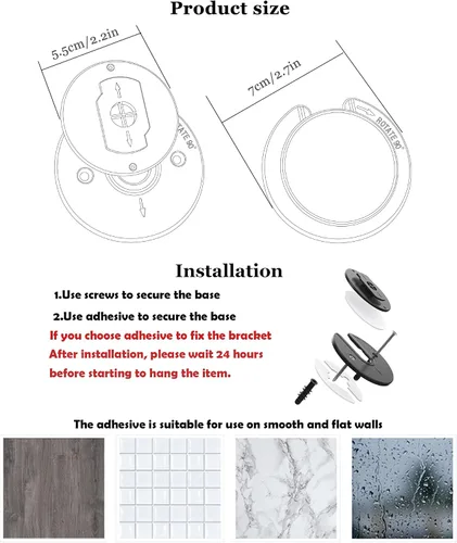 Miniatura 6 de Soporte de pared universal para tableta, ajustable, giratorio de 90 grados, apto para iPad/Kindle/e-Reader y más (paquete de 2) (negro)