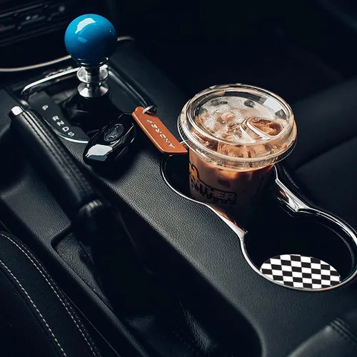 Miniatura 6 de Paquete de 2 posavasos a cuadros para automóvil, portavasos de automóvil de 2.75 pulgadas, tapete universal de goma antideslizante para bebidas