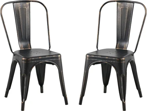 Miniatura 21 de AC Pacific Sillas de comedor de metal industrial de 18 pulgadas de altura, asiento apilable de cocina o bar, diseño moderno y duradero, muebles