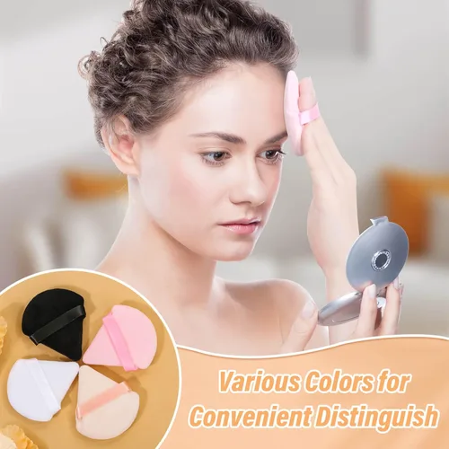 Miniatura 7 de 20 piezas de soplo de polvo triangular, esponja de maquillaje para maquillaje, almohadillas de soplo facial para polvo suelto y polvo de prensa