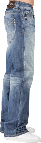Miniatura 3 de Level 7 Jeans relajados y de pierna recta para hombre con corte de bota y bolsillo con cremallera
