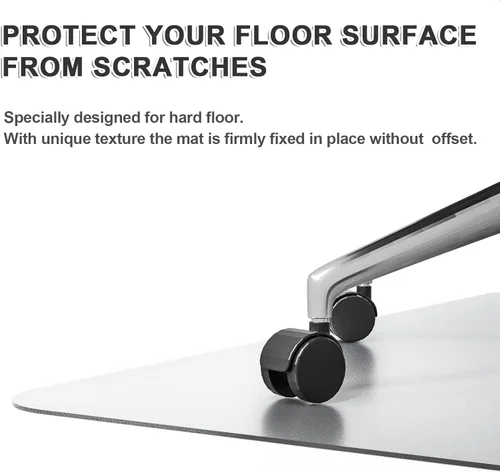 Miniatura 5 de 100pointONE Tapete para silla de oficina para suelos de madera dura, tapete de suelo fácil de deslizar para silla de oficina, alfombrilla
