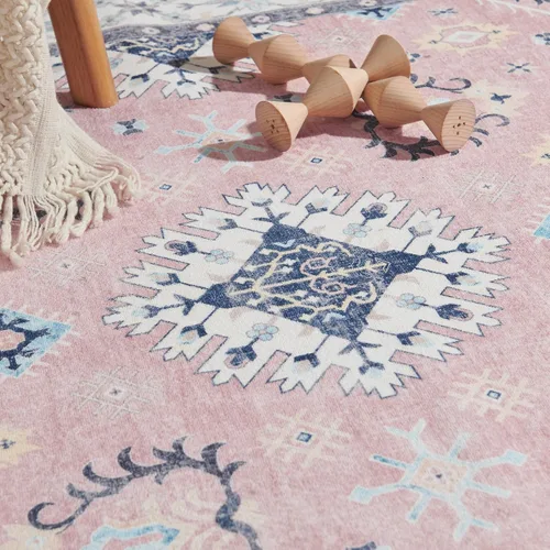 Miniatura 8 de jinchan Alfombra vintage de 5 x 7 pies, tribal, lavable, geométrica, antideslizante, oriental, delgada, bohemia, cubierta de suelo, alfombra