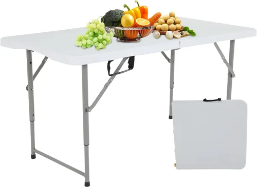 HKLGorg - Mesa plegable, mesa de plástico resistente plegable para uso en interiores y exteriores, mesa de fiesta y comedor fácil de ensamblar con